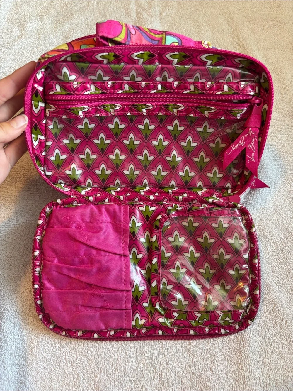 Vera Bradley Fuchsia Paisley Quilted Cosmetic Case